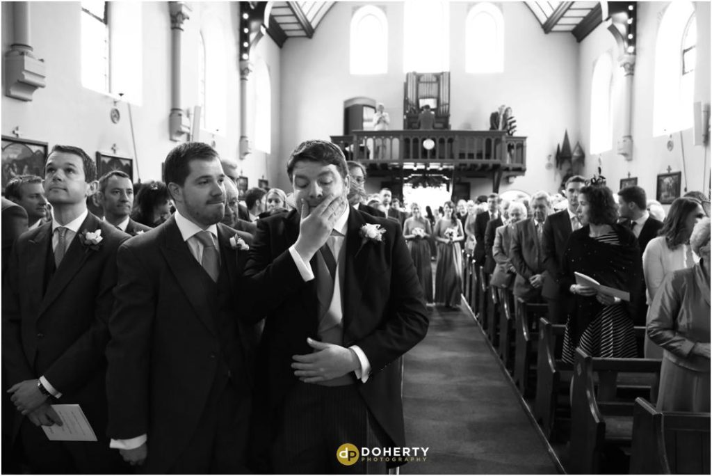 Groom waiting for Bride in Church