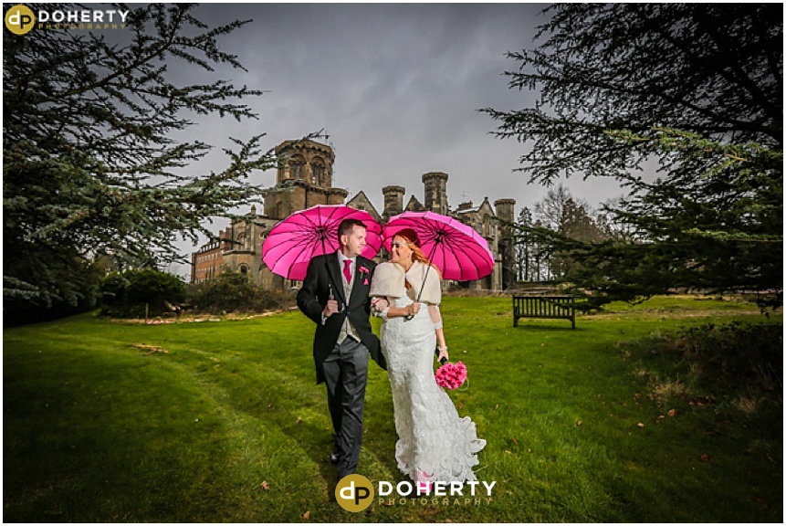 Wedding Photography - Bride and Groom Walking in Gardens - Studley Castle
