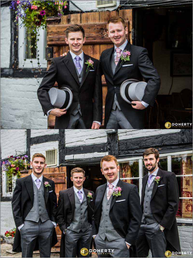 Groomsmen at pub before wedding