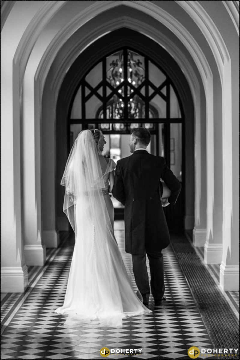 Wedding Photography - Stanbrook Abbey in corridor