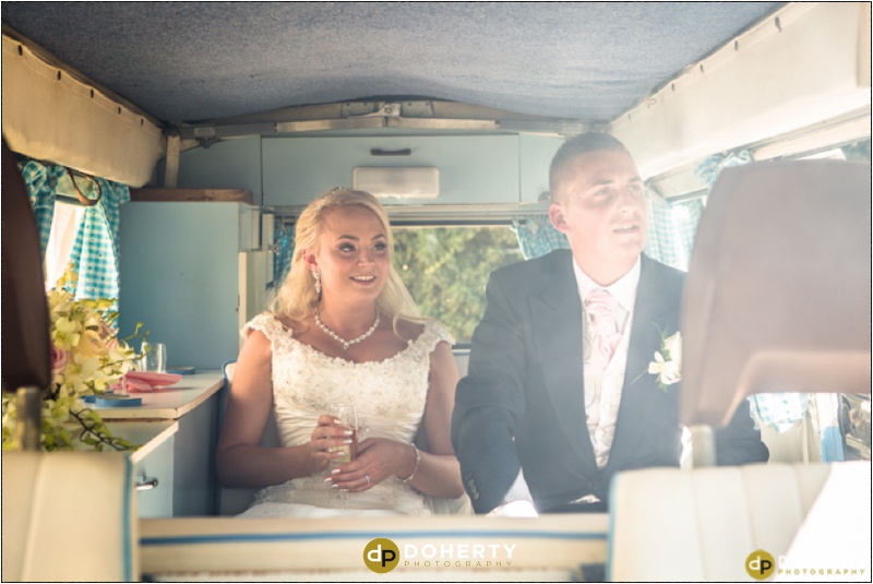 Bride and Groom in Campervan
