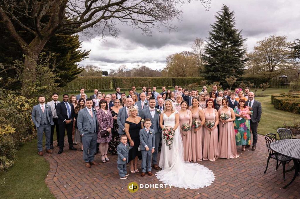 Ardencote Manor wedding group photo