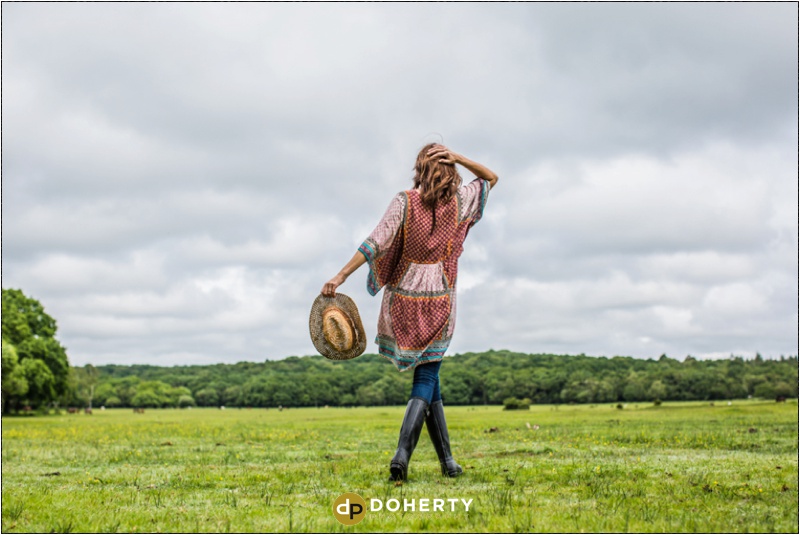 Commercial Photography - New Forest woman walking in field