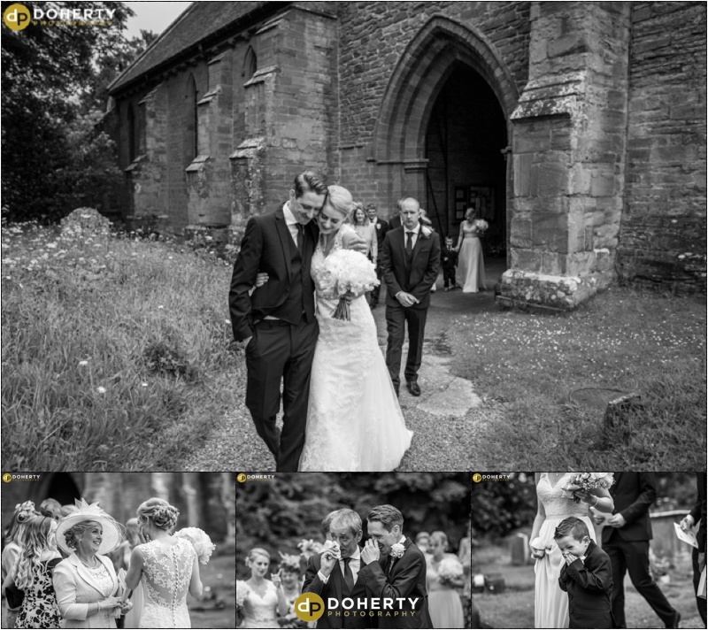 Wedding Photo outside Church - Albright Hussey Manor