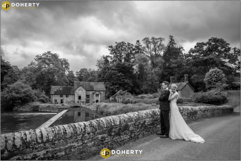Wedding Bride and groom on Bridge - Albright Hussey Manor