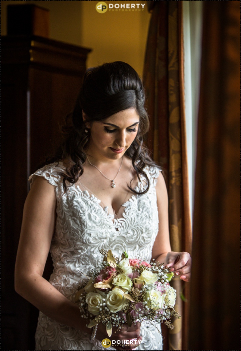 Wedding Bride with flowers - Mallory Court