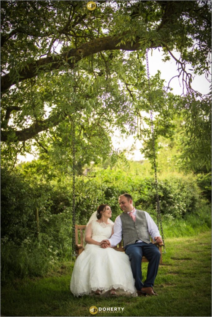 Wootton Park Swing with Bride and Groom