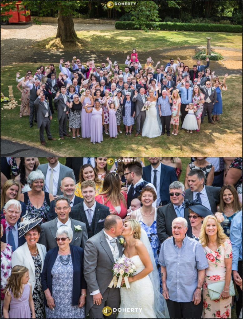 Highgate House Wedding Photography of all guests from window above