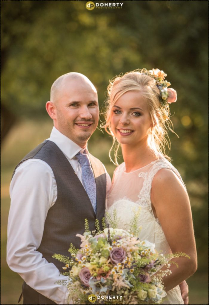 Portraits of bride and groom at Crockwell Farm wedding