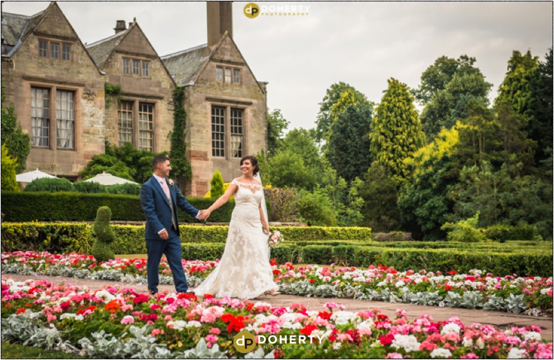 Coombe Abbey Hotel Wedding Bride and Groom on West Terrace