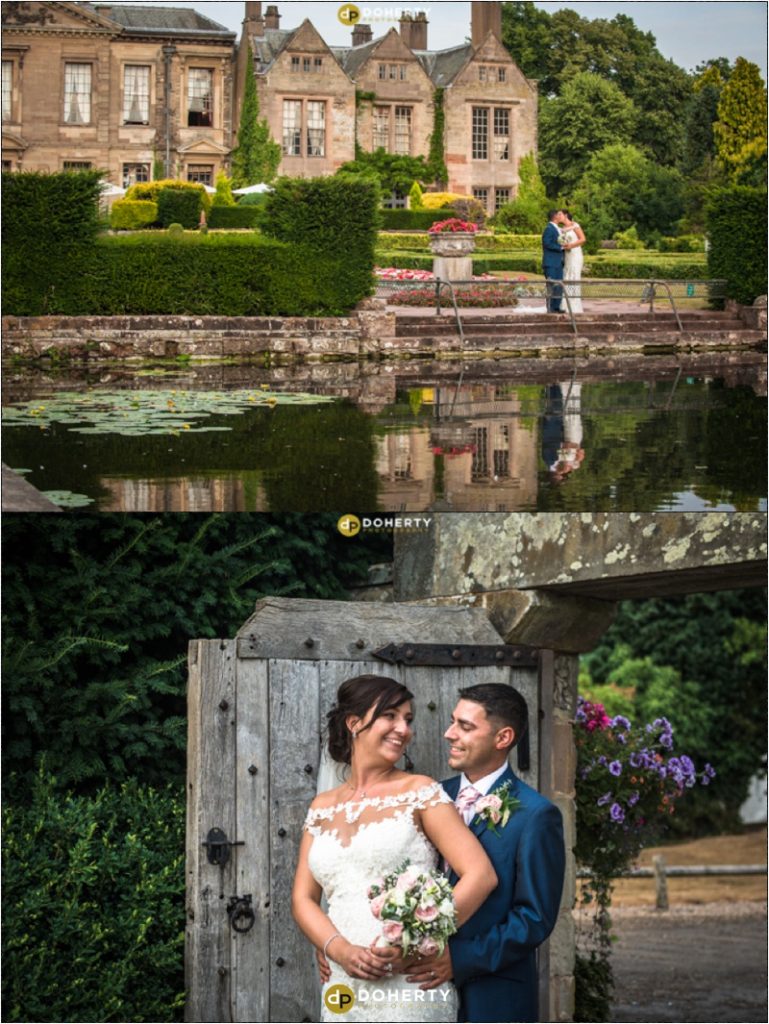 Coombe Abbey Hotel Wedding Bride and Groom by Lake