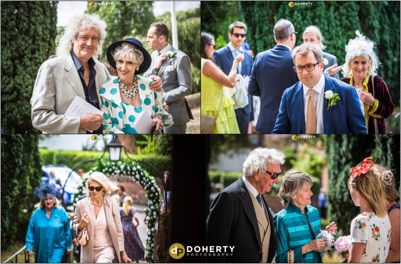 Brian May and Anita Dobson as wedding guests