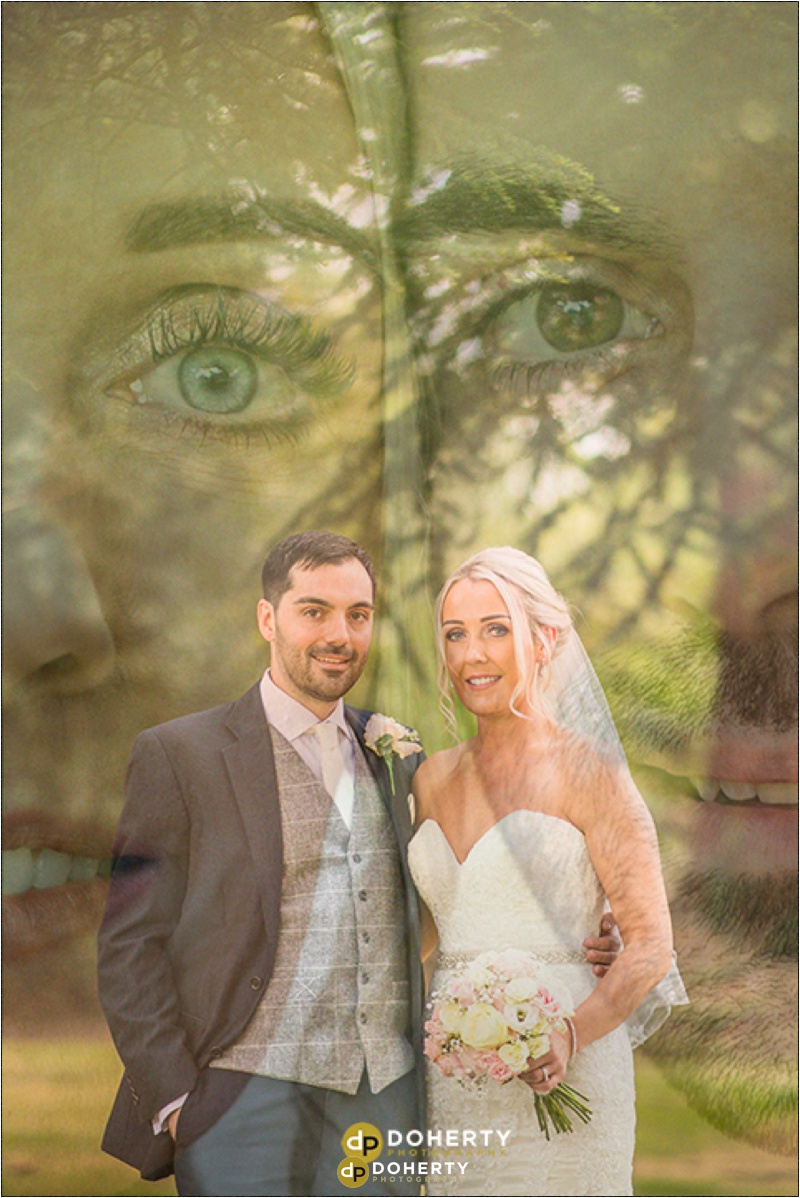 Ashton Lodge bride and groom with double exposure