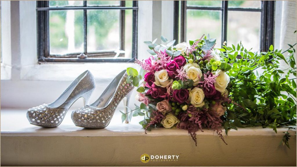 Flowers and shoes at Billesley Manor