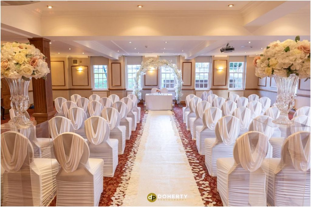 Manor Hotel Meriden - Ceremony room set up for a wedding