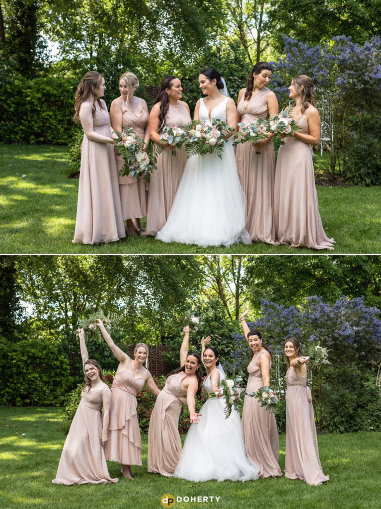 Summer Wedding - Warwick House Photographer with bridesmaids in garden