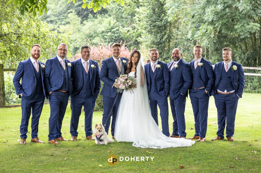 Groomsmen with little dog - Barn Wedding - Crockwell Photography
