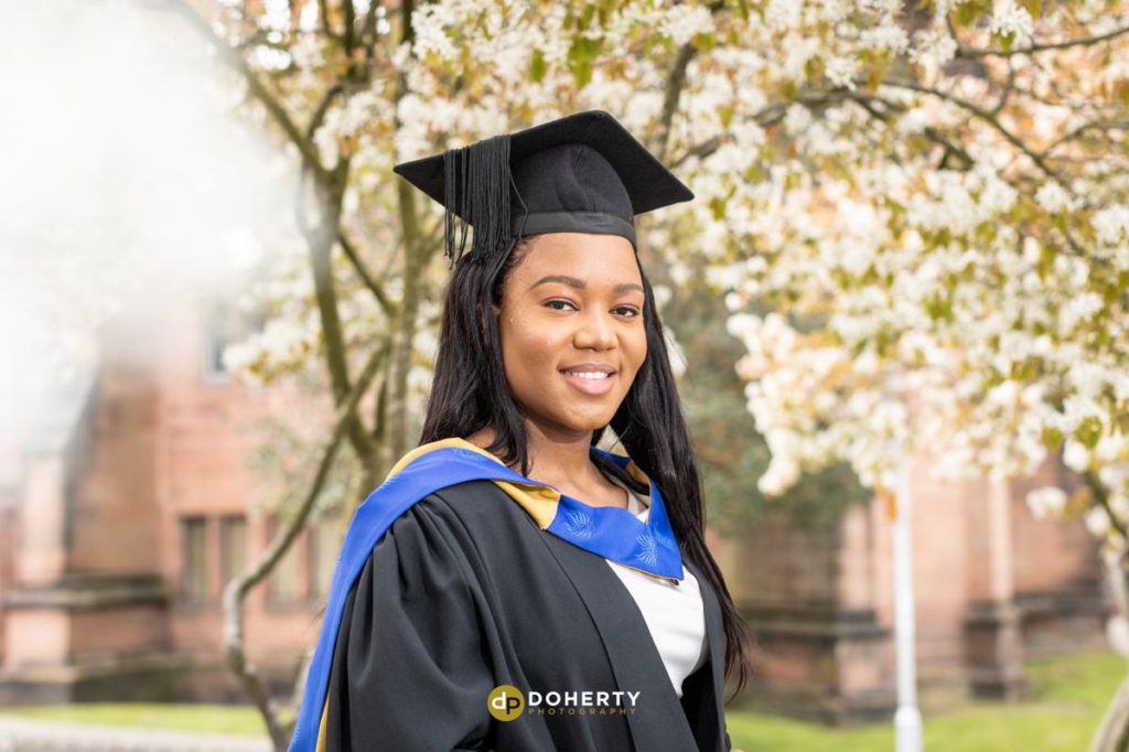 Graduation photo of young woman at Coventry University