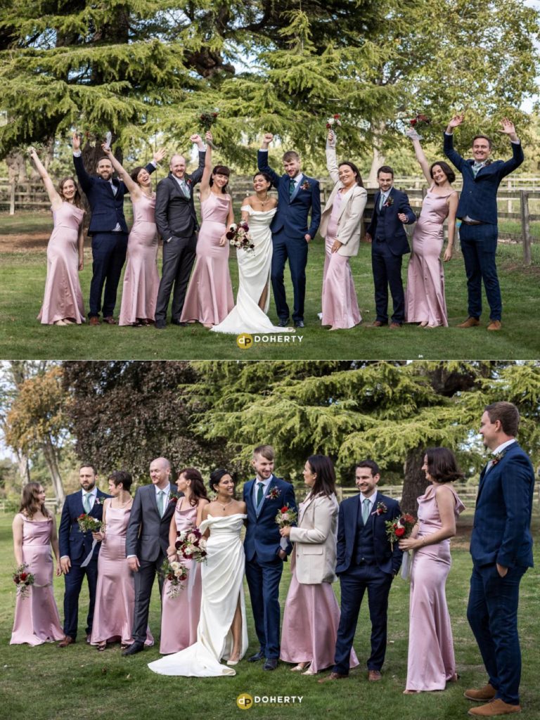 Bridal party at Eastington park in gardens