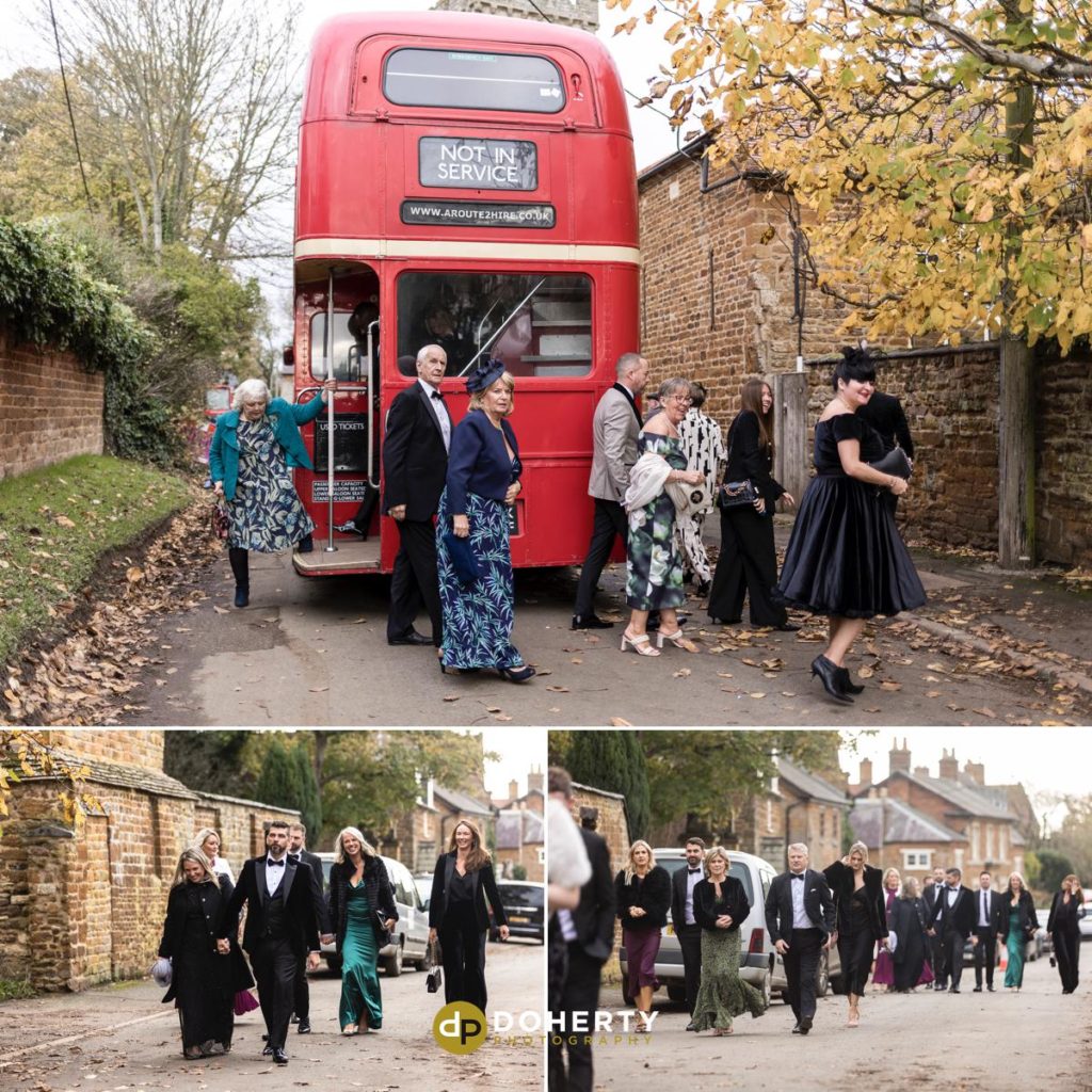 Red bus wedding Photography - Crockwell - Northamptonshire