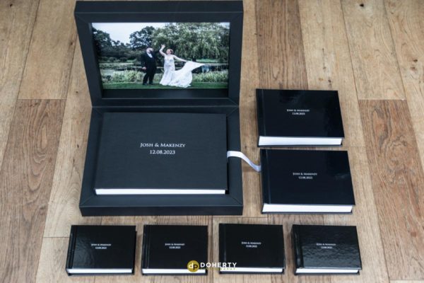 Black leather album and family albums